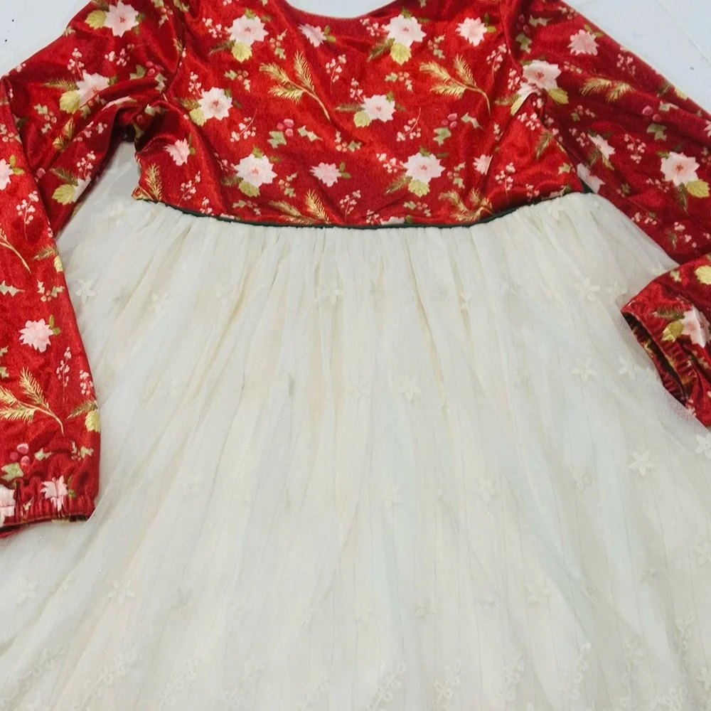 Love and Grow HTF Pretty Poinsettia Dress Tunic Blooms Set Christmas size 10 - Picture 4 of 5